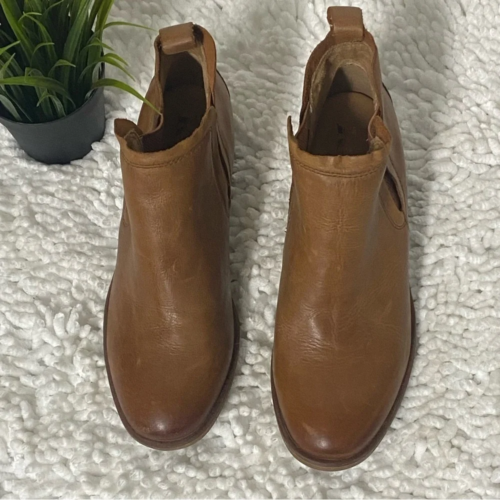 Korks by Kork-Ease Genuine Leather Cognac Tan Brown Ankle Boots, 6.5 or 6 1/2